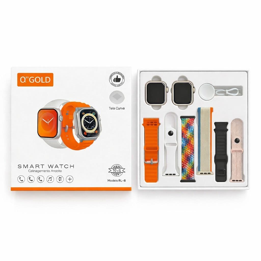 Smartwatch Relógio Rl18 A gold Masculino E Feminino 2 Relógios Bluetooth Kit