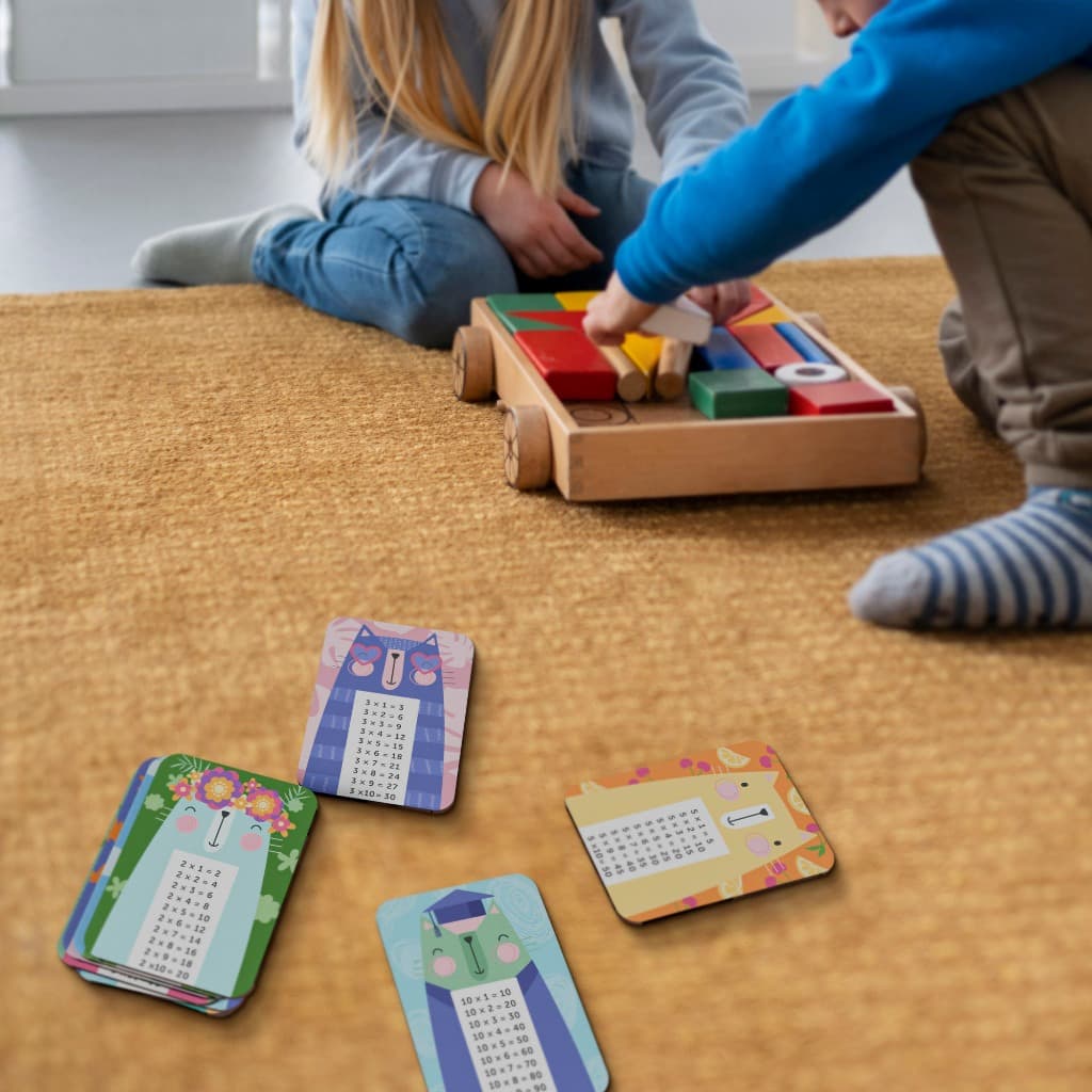Aprendizado Lúdico – Kit Cartões Educativos de Tabuada em MDF com 10 Peças - Brinquedo Educativo Infantil
