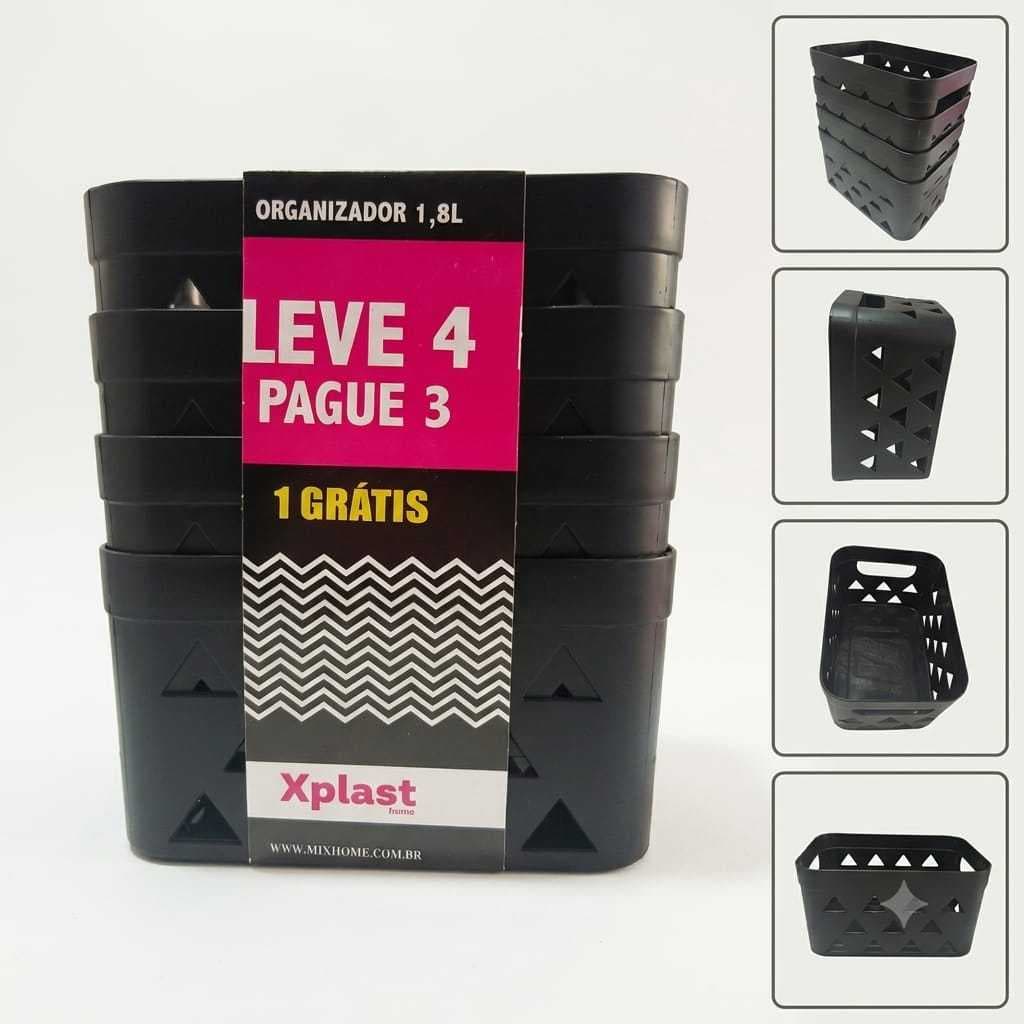 cesto organizador porta treco para cozinha e banheiro kit com 4 potes