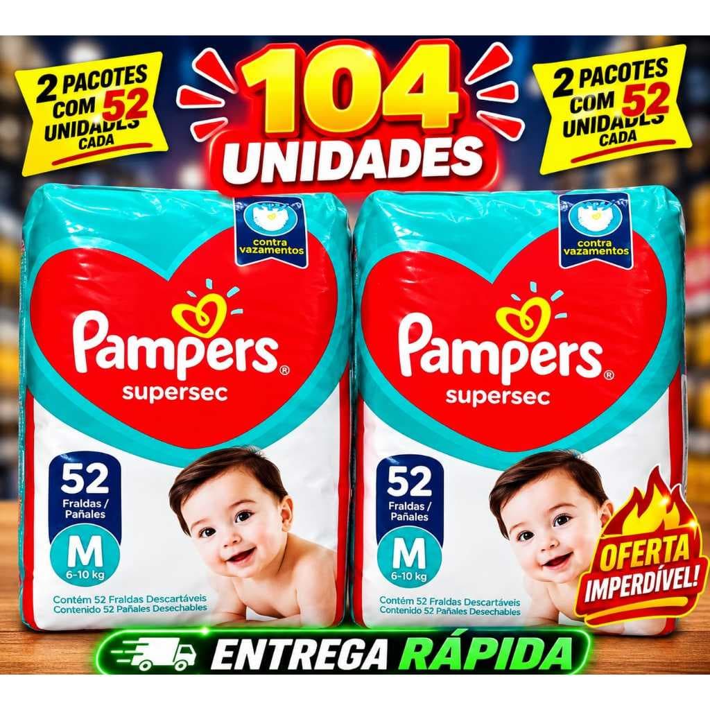 PAMPERS 104 UNIDADES - Fralda Supersec ( TAMANHO M)
