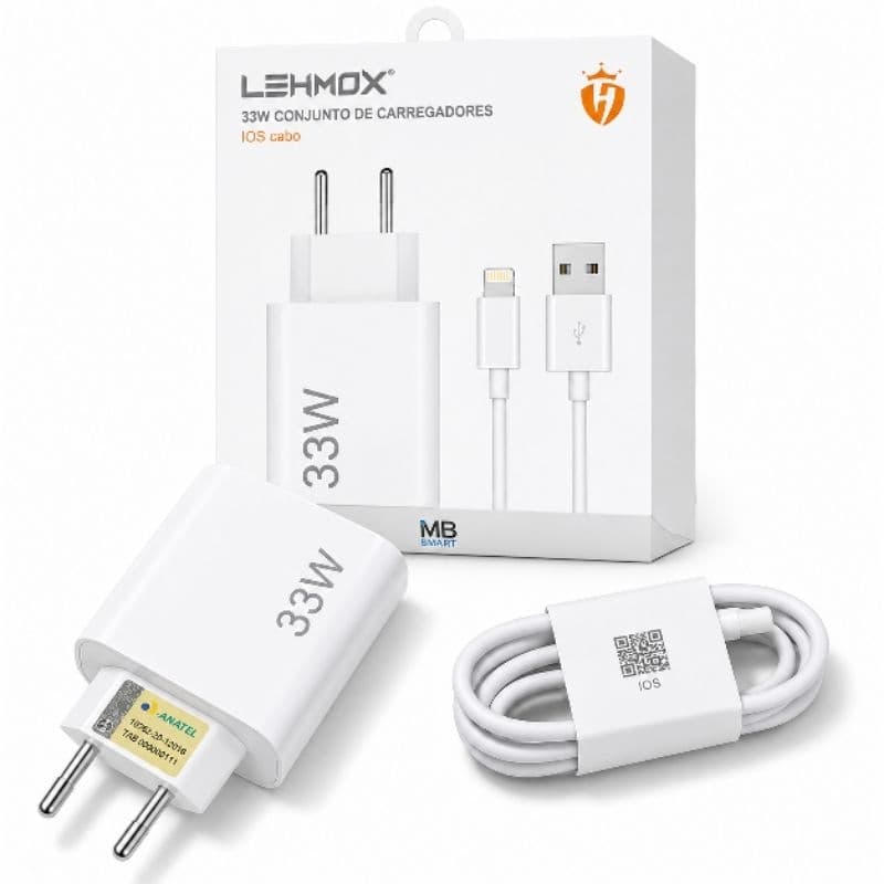 Carregador Lehmox 33W Turbo USB + Cabo Tipo C Carregamento Rápido para Celular Android Promo2