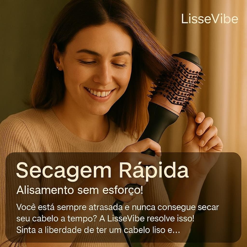 Escova Secadora Cabelo Profissional 1300W Bivolt Alisadora