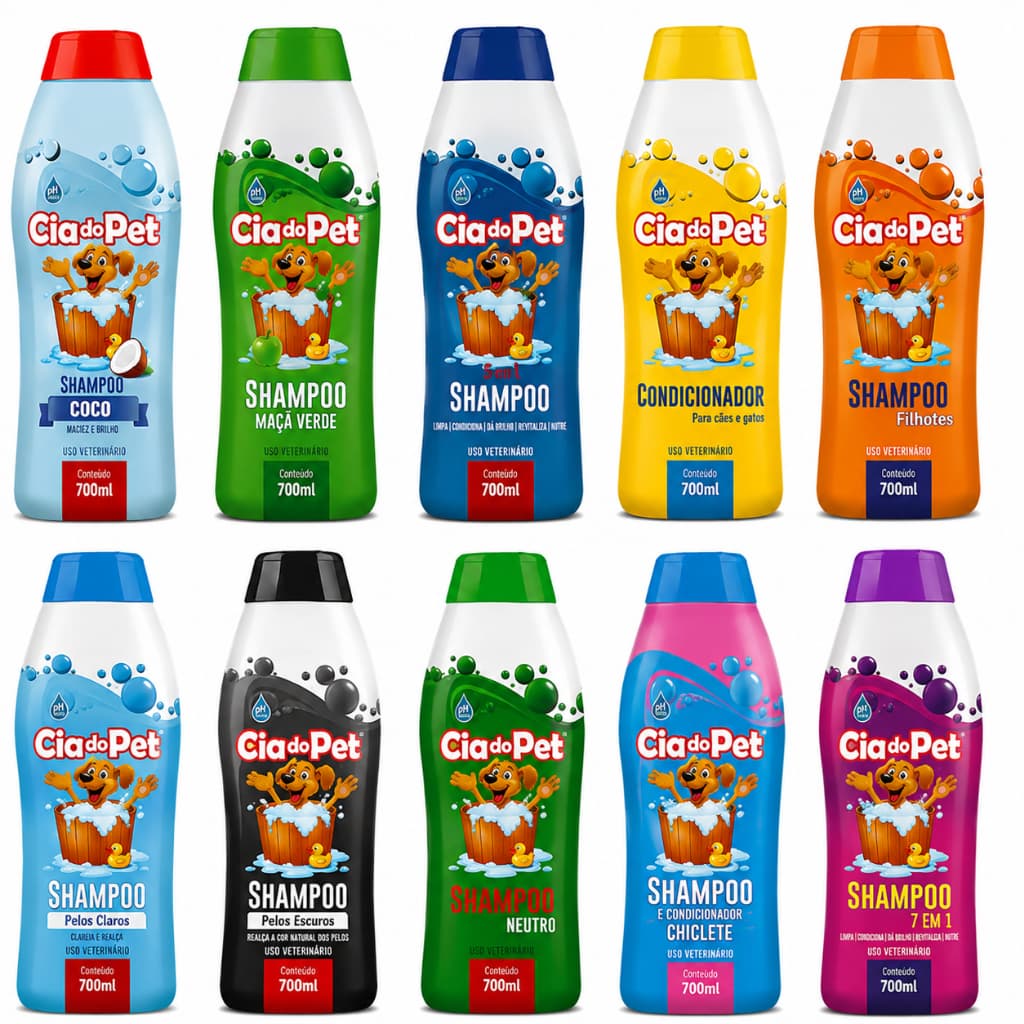 Shampoo e Condicionador 700ml Cia do Pet para Cachorro e Gato Ph Neutro Pet Shop