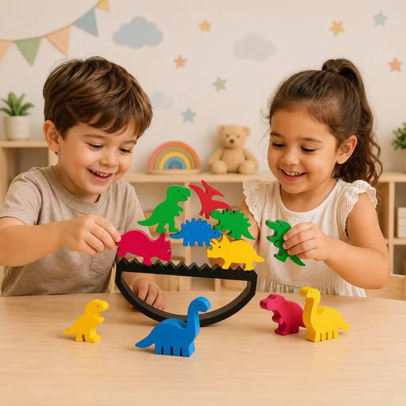 Jogo de Equilíbrio Dino Brinquedo Educativo Dia das Crianças Montessori Coordenação Motora Brinquedo Criativo