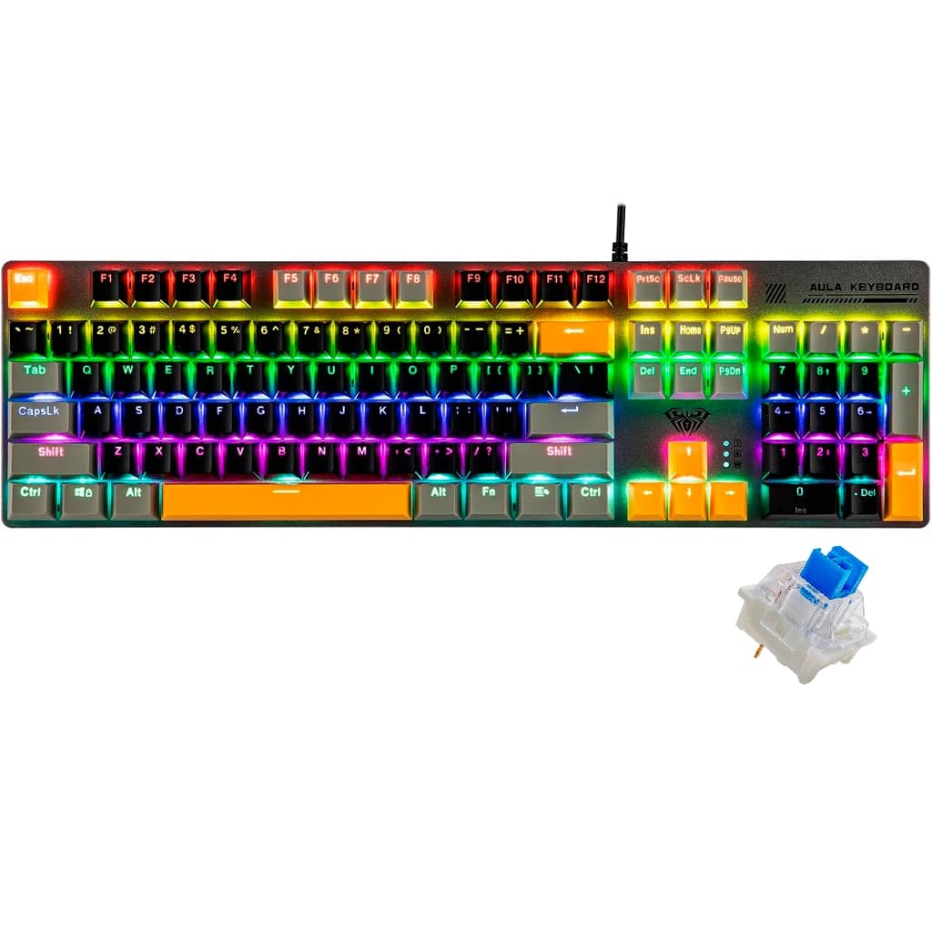 Teclado Mecânico Aula S500 Switch Blue Rgb 100% Full Size (Envio no mesmo dia ate as 15h)