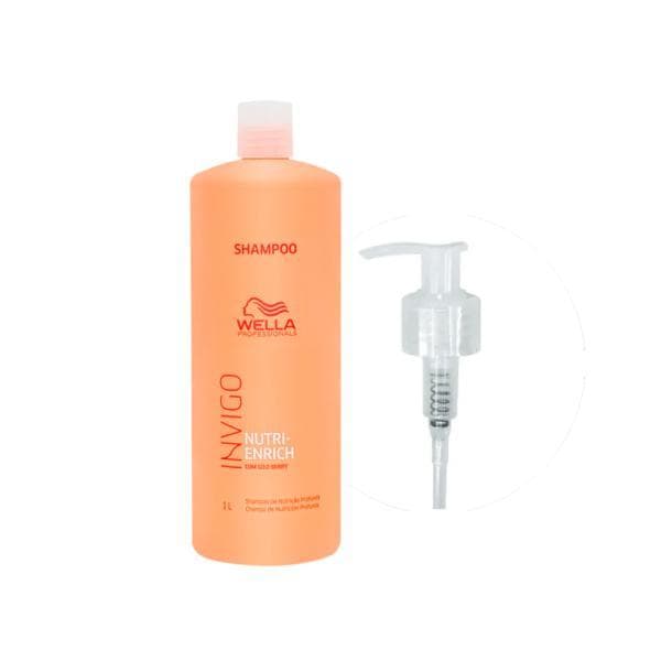 Wella Invigo Nutri Enrich Shampoo 1 Litro - Grátis Válvula Pump Shampoo De Óleo De Argan Condicionador Hidratante