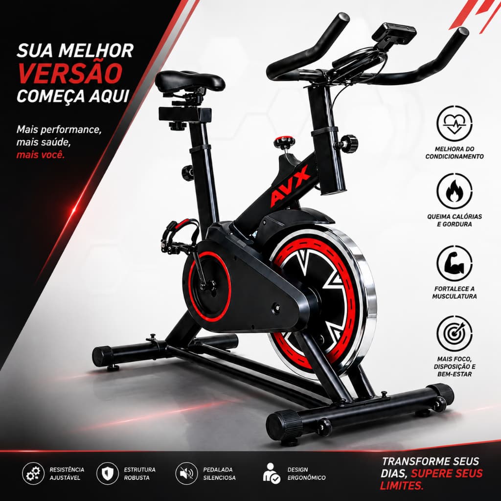 Bicicleta Spinning Ergometrica 4kg Inercia Até 100kg Bike Fit Indoor Casa Academia Treino