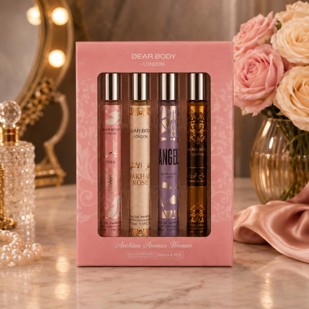 Kit 4 Perfume Feminino 35ML Cada,  Árabe Importado Yara Fakhar Rose Angel Premium Presente