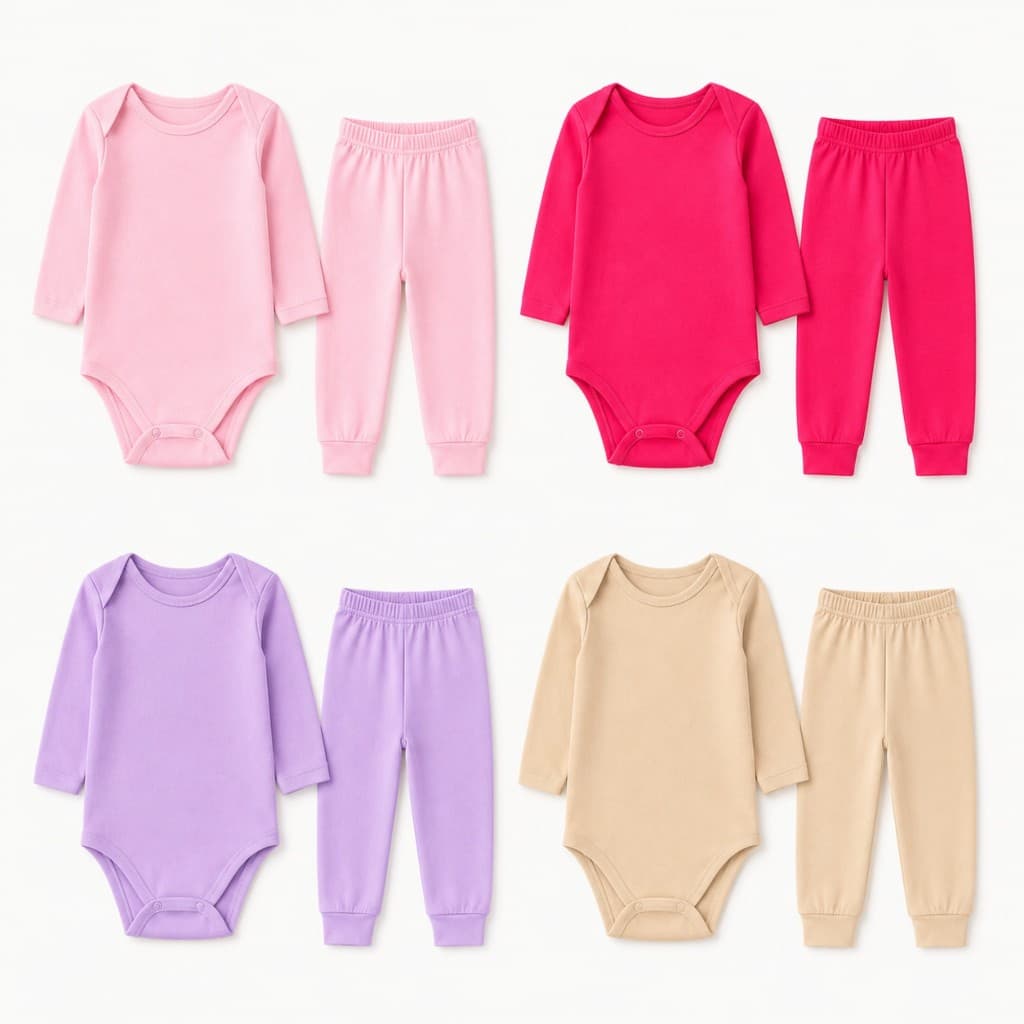 Kit 4 ou 6 Peças Conjunto Termico Bebe Menina Peluciado Body e Calça Roupa Infantil Menina