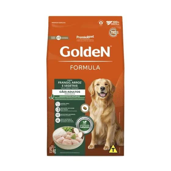 Ração Golden Fórmula para Cachorro Adulto Frango Arroz e Vegetais 15kg Premier Pet Ração Seca Cães
