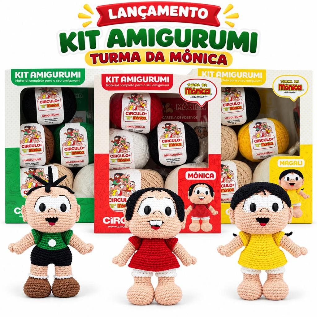 Lançamento KIT AMIGURUMI TURMA DA MONICA - CIRCULO - CROCHE  ARTESANATO FAÇA VOCE MESMO