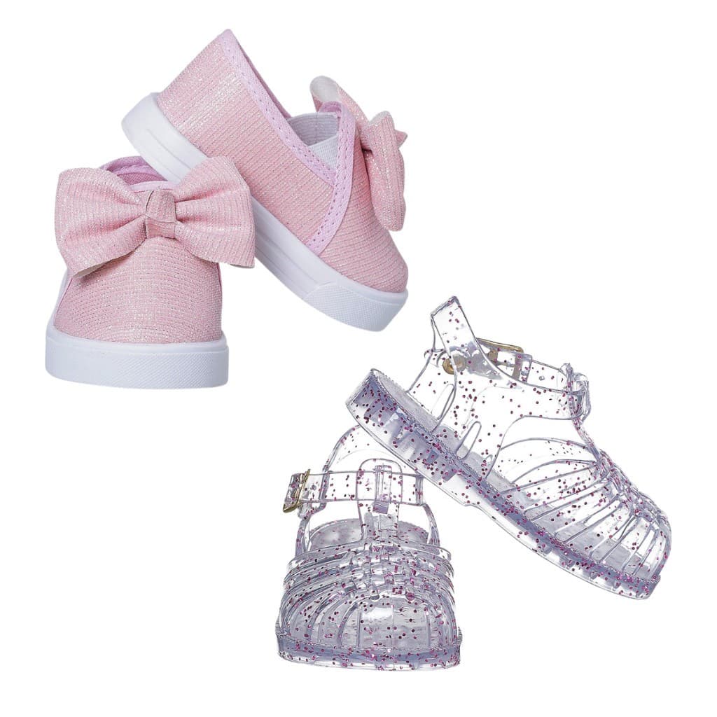 Kit 2x Calçado Menina Sandália Melissinha E Tênis Slip On Feminino Infantil Confortável Lançamento