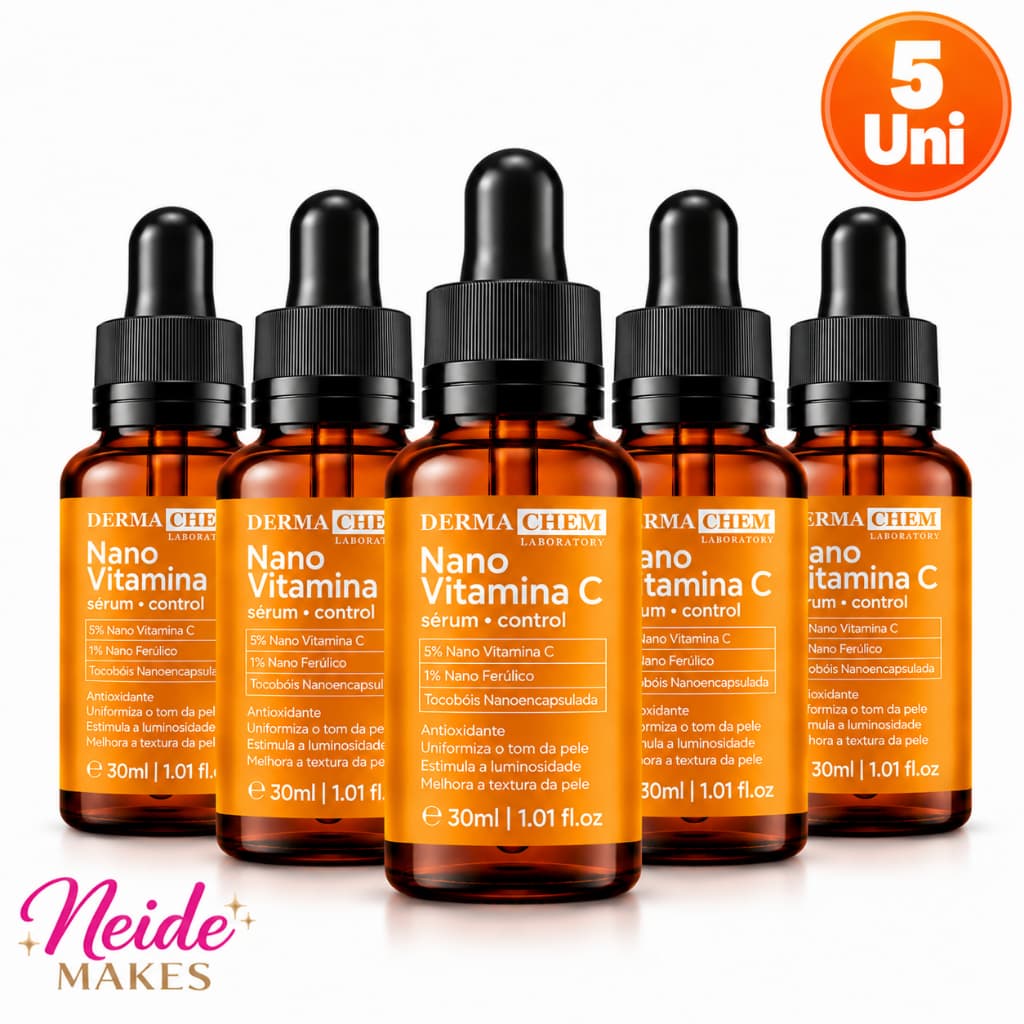 Kit 5 Sérum Vitamina C Nano Control Ilumina e Revitaliza 30ml Dermachem