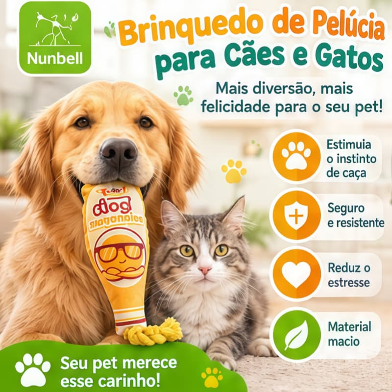 Brinquedo para Cachorro com Corda, Mordedor de Pelúcia Interativo para Cães e Gatos, Brinquedo para Morder e Puxar