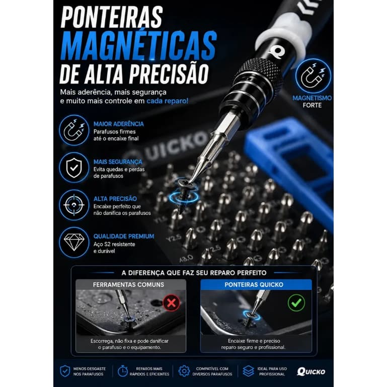 Kit Jogo de Ferramentas Precisão Magnético 115 Peças  para Reparação Kit Completo Para Assistencia Tecnica Celular