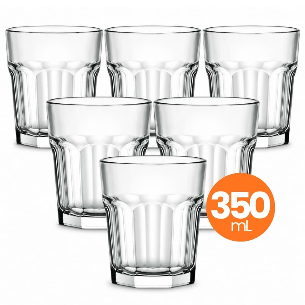 Jogo 6 Copo Vidro Briston 350ml Conjunto Mesa Posta Água Suco Cozinha Decoração Presente