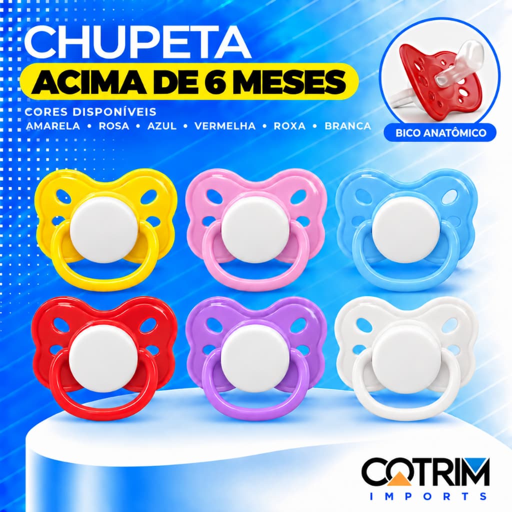 Chupeta Bico de Silicone Anatômico Ventilada Premium Bebê Menina Menino