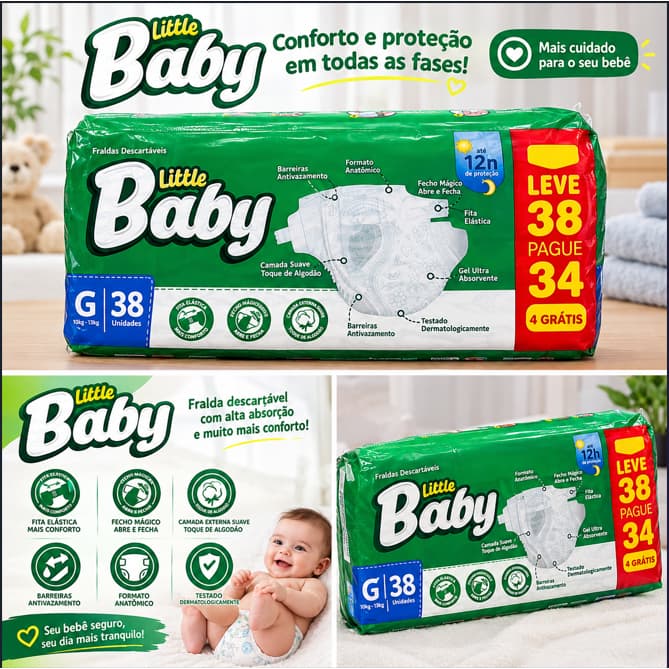 Promoção Fralda Descartável Little Baby G Com 38 Unidades