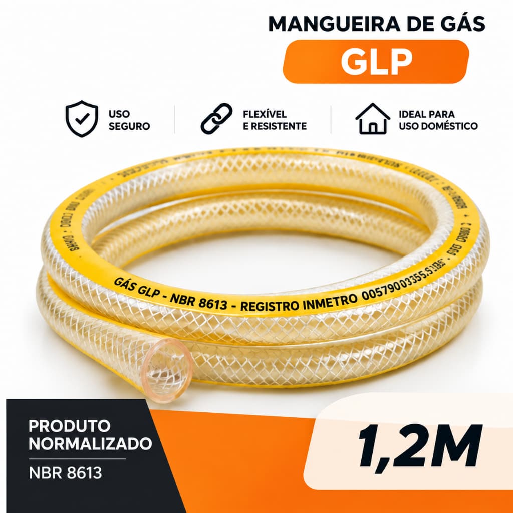 Mangueira de Gás IBIRÁ 1,2 Metros para Fogão e Cooktop GLP