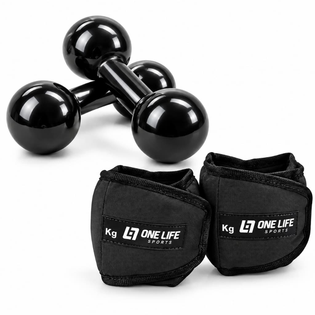 Kit de Musculação com Par Caneleira Profissional 3 kg Cada e Par Halter 2 kg Cada para Academia, Fitness e Treino