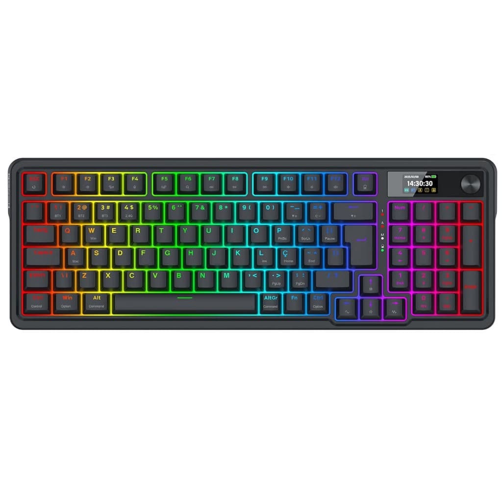 Teclado Mecânico Gamer Redragon Galatin Pro RGB Preto ABNT2 1800 Compact Switch Redragon Mambo Tri Mode Gasket Mount 5
