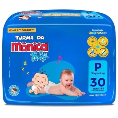 Fralda Turma da Mônica Baby Jumbo P com 30 Unidades Descartável Infantil