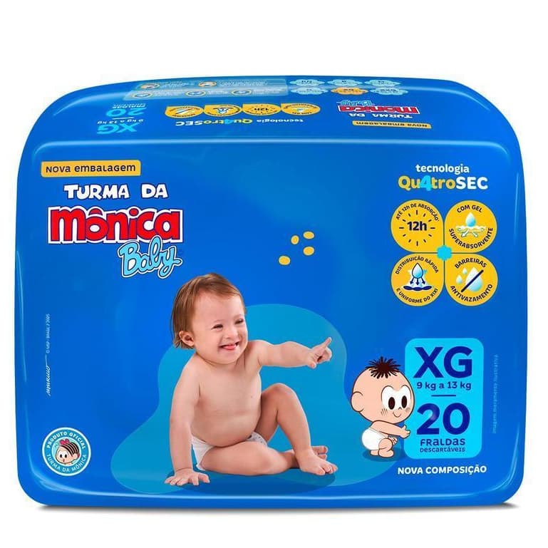 Fralda Turma da Mônica Baby Jumbo XG com 20un Descartável Infantil Promoção Kids