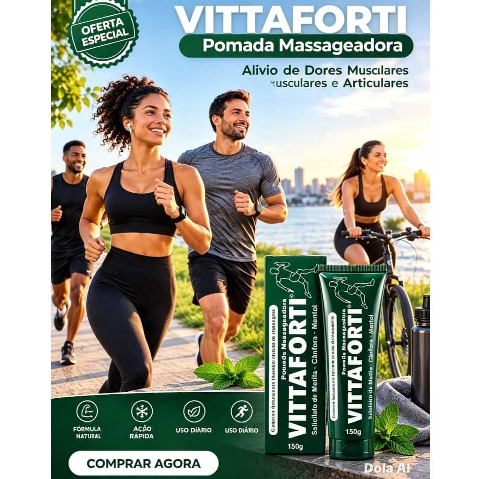 Pomada Massageadora VITAFORTI 150g Alívio Muscular Cânfora Mentol Salicilato Relaxante