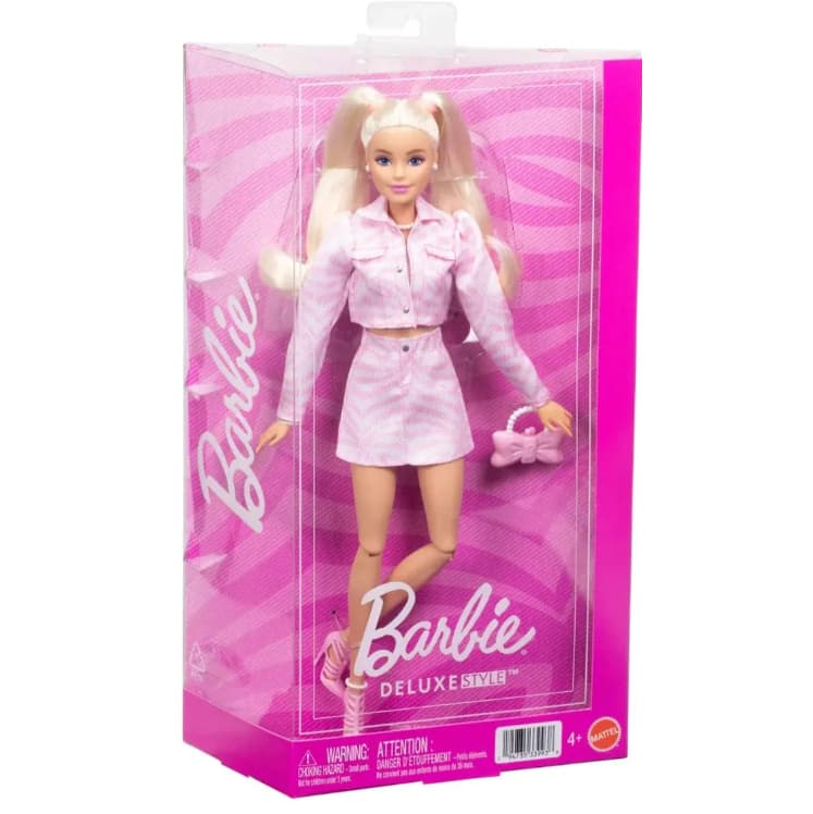 Boneca Barbie Deluxe Style #9 Loira Articulada Roupa Rosa com Bolsa Mattel JJN69