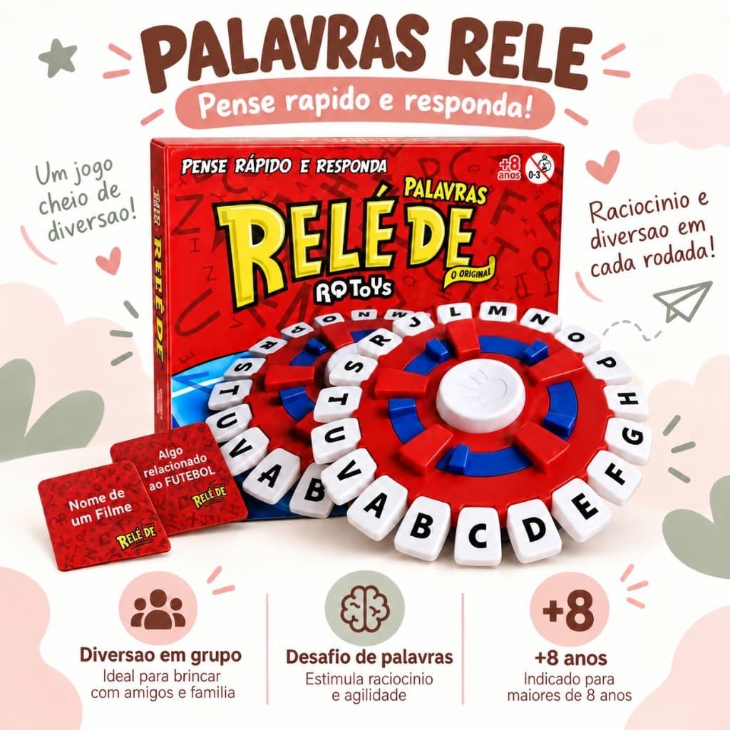 Jogo de Tabuleiro Stop Grande Jogo de Palavras Raciocínio Rápido Desafio para Família