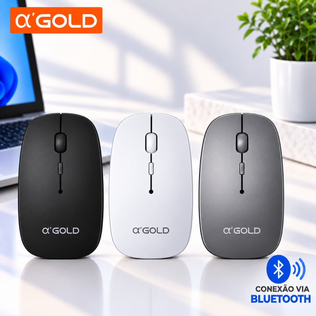 Mouse Sem Fio Bluetooth Silencioso Óptico DPI Para PC Notebook Computador