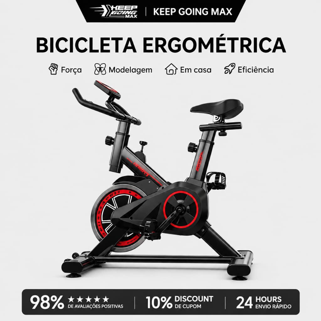KEEP GOING MAX Bicicleta Ergométrica Spinning Fitness para Treino em Casa Academia