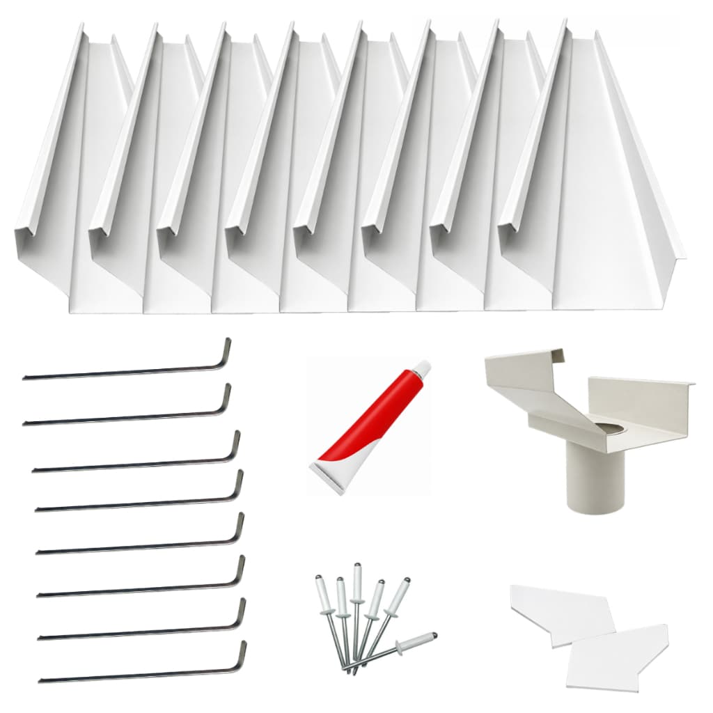 Calha Beiral Branca Kit 7,60m Completo Com Bico 100mm E Acessórios