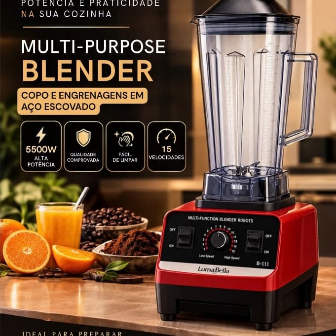Liquidificador 5000w-Copo e Engrenagem em Aço-Extremamente Potente!