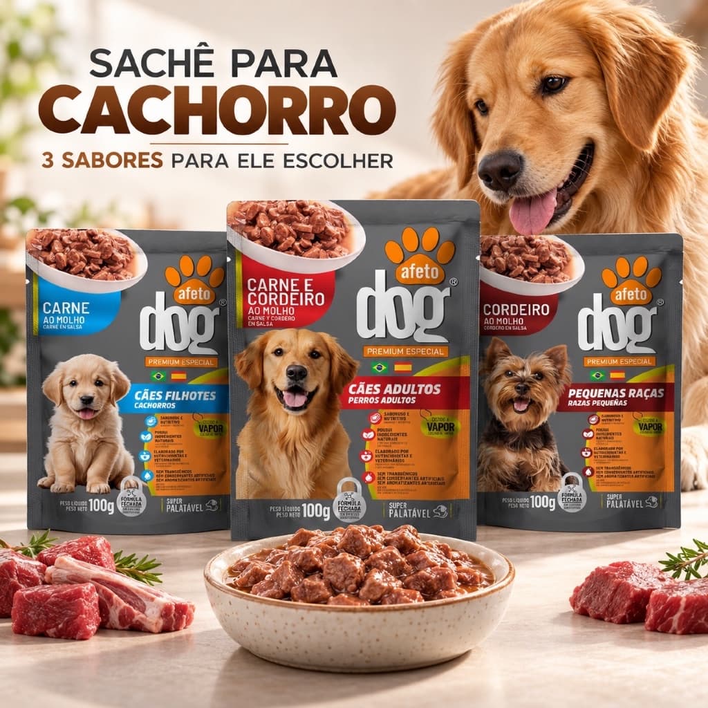 Ração Úmida Sache Para Cachorro Afeto Dog 100g - Caixa com 18 unidades