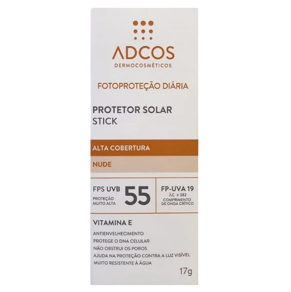 Protetor Solar Base Stick Adcos Tonalizante Nude Fps55 Protetor Solar