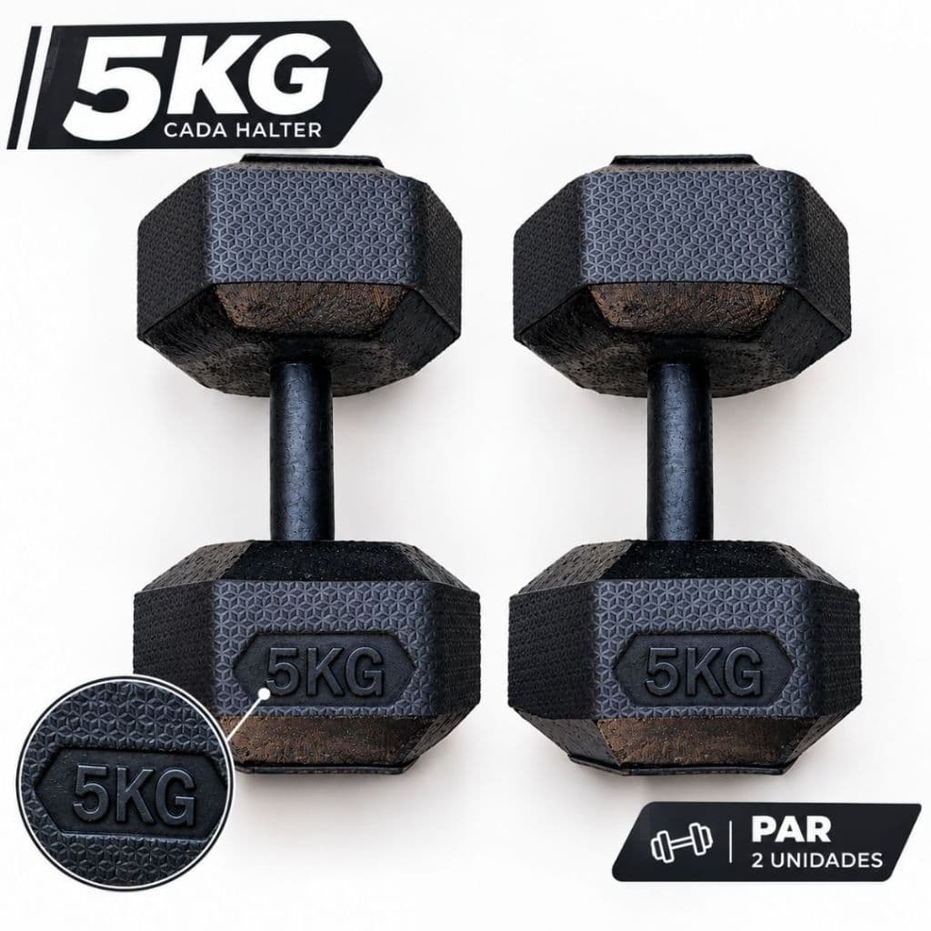 Par Halter 5kg Academia Musculação -Treino em Casa- Kit Halteres 5kg - Peso bruto 10kg