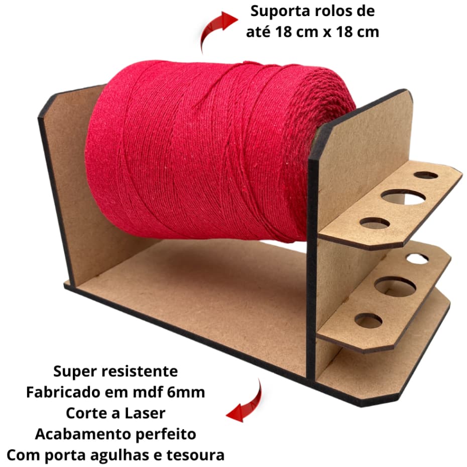 Suporte Para Fios de Lã - Crochê -  Linhas e Barbantes 1 kg com Porta Agulhas