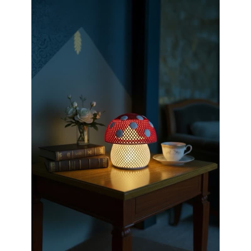 Luminária de Mesa Cogumelo LED Decoração Gamer Geek Quarto