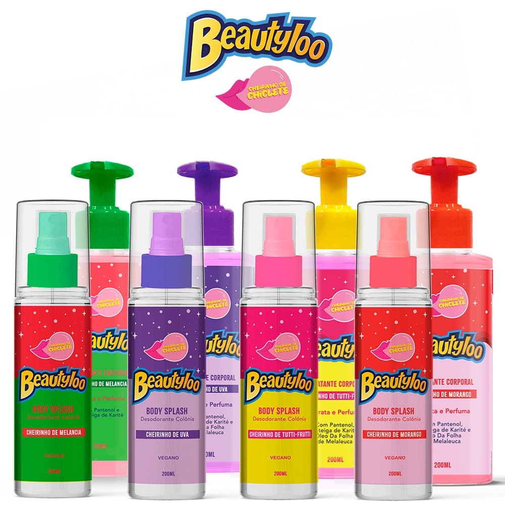 Kit Body Splash e Creme Hidratante Fragrâncias Doces Longa Duração Beautyloo 200ml