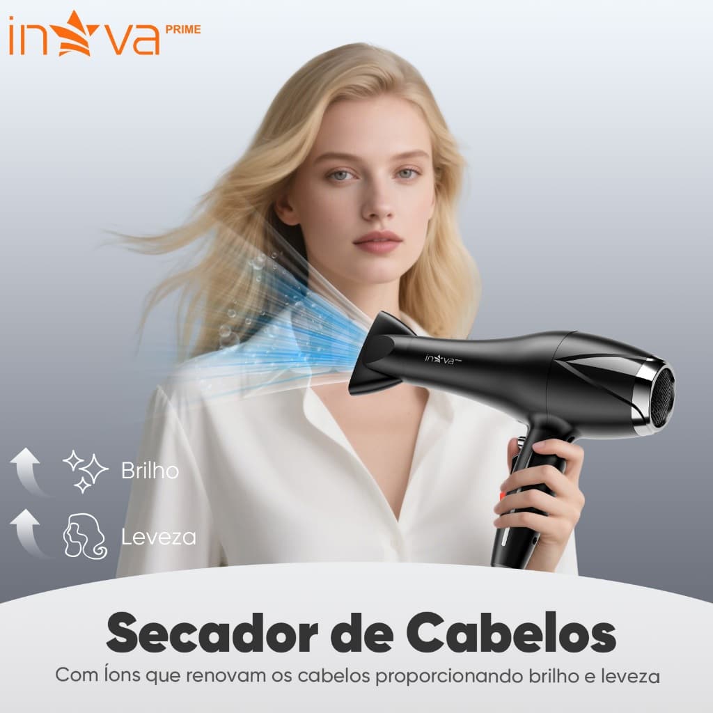 INOVA Secador de Cabelo Profissional 1500W Iônico Silencioso 2 em 1 Secador de Cabelo iônico Turbo 110V/220V