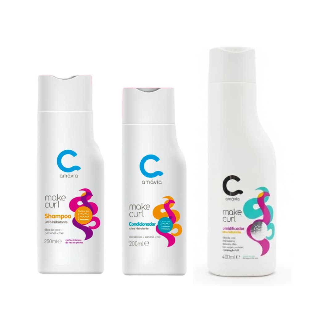 Kit Make Curl Shampoo, Condicionador e Umidificador Amávia Ultra hidratante para cacheadas