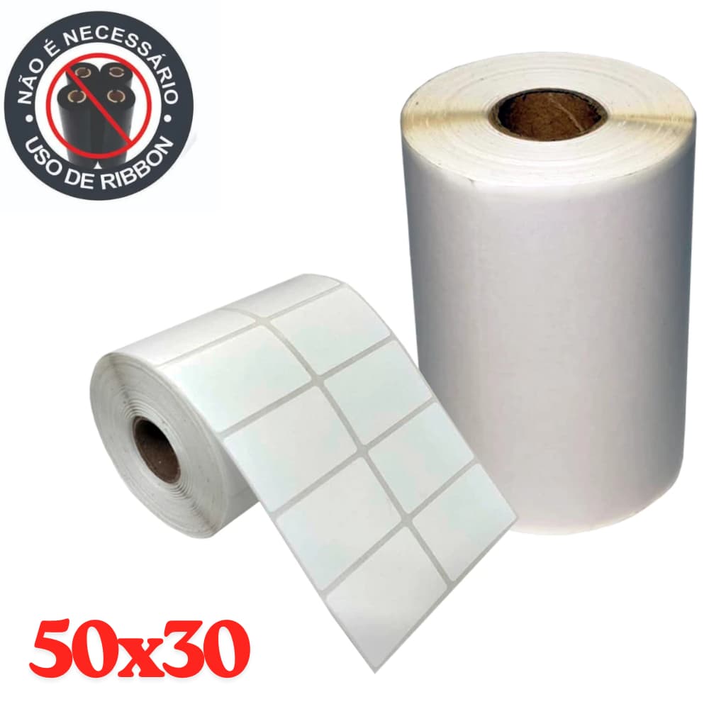 Etiqueta 50x30 2 Colunas Térmica - 1000 Etiquetas