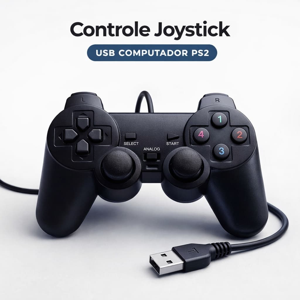 Controle Joystick USB para PC Computador PS2 Gamepad Controle Gamer Para Jogos