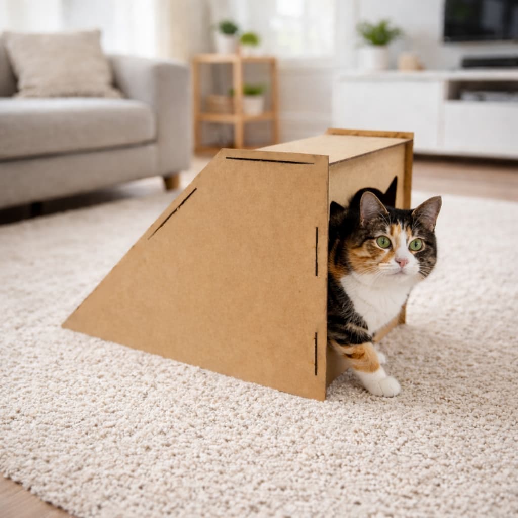 Arranhador Toca Para Gato Casinha MDF Casa Pet Antiderrapante 26x41cm
