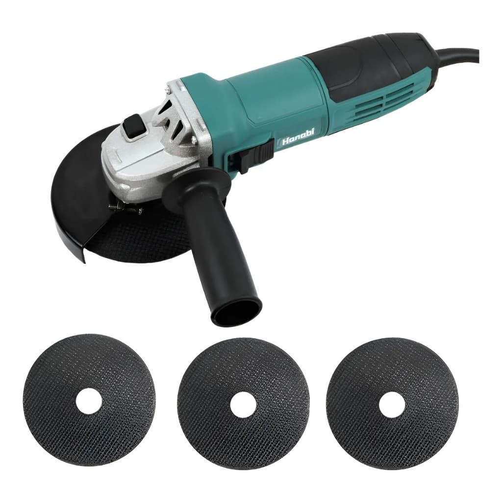 【Hanabi】Esmerilhadeira Lixadeira Angular 960w 125mm 3 Disco 1100rpm Cor Azul-petróleo Frequência 60hz