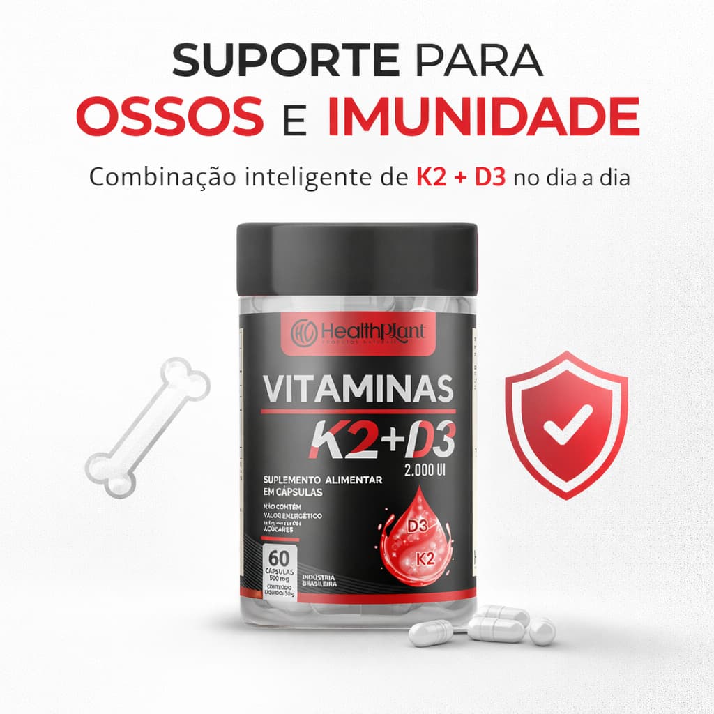 Vitamina K2 + Vitamina D3 2000ui 500mg 60 Caps - Envio Imediato -  Life In Envio Rápido