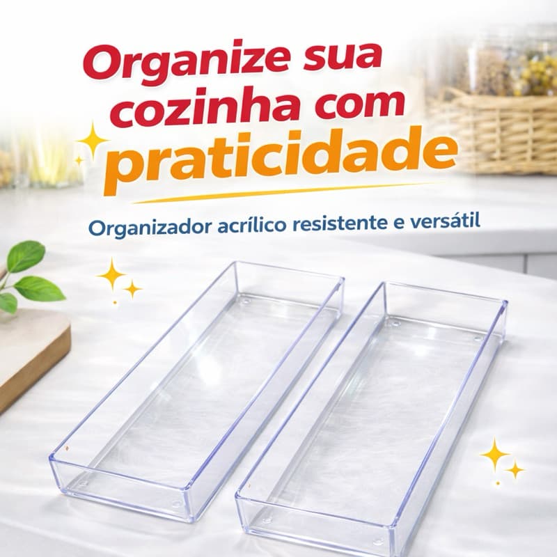 Kit Organizador de Gaveta Transparente Organizador Multiuso Cozinha Banheiro Armário Caixa Organizadora