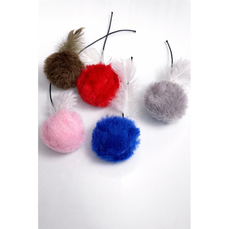 kit com 5 Bolinhas Para Gatos Gatinhos Pelúcia tem elástico  Multicores Sortido Pets Brinquedos Interativo  cachorro