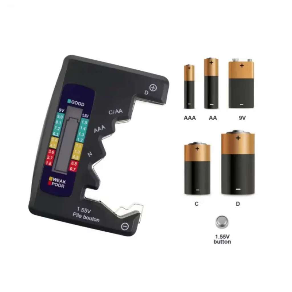 Testador Medidor De Pilhas Com Capacidade Para Pilhas AA AAA C D N 9V 6F22 LCD Mostrador Digital DCQ122